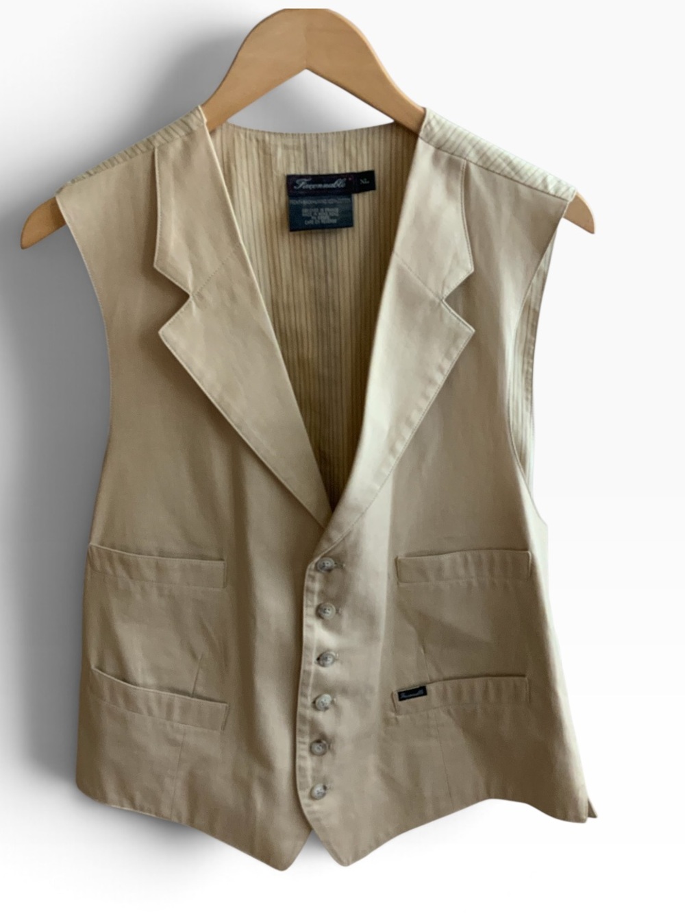 Faconnable Suit Vest Mens XL Cotton Belted Vintage 4 pockets